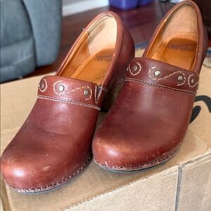 Dansko Brown Leather Clog with Rivet Detail